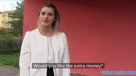 Czech blonde beauty girl got paid a lot of money just for showing boobies