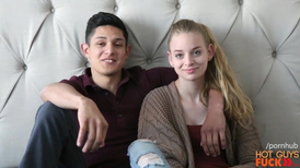 Skinny blonde girl enjoys passionate hardcore fuck with handsome stepbrother