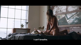 Amazingly sexy brunette teen girl is being hotly kissed and licked off by blond boyfriend