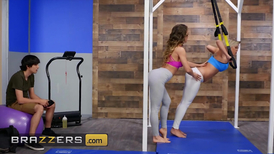 Awesome sexy chick Cherie Deville got her training leggings torn and shaved pussy fucked