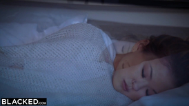 Asian blonde sexy girl meets big dicked black fucker by the pool and gets seduced